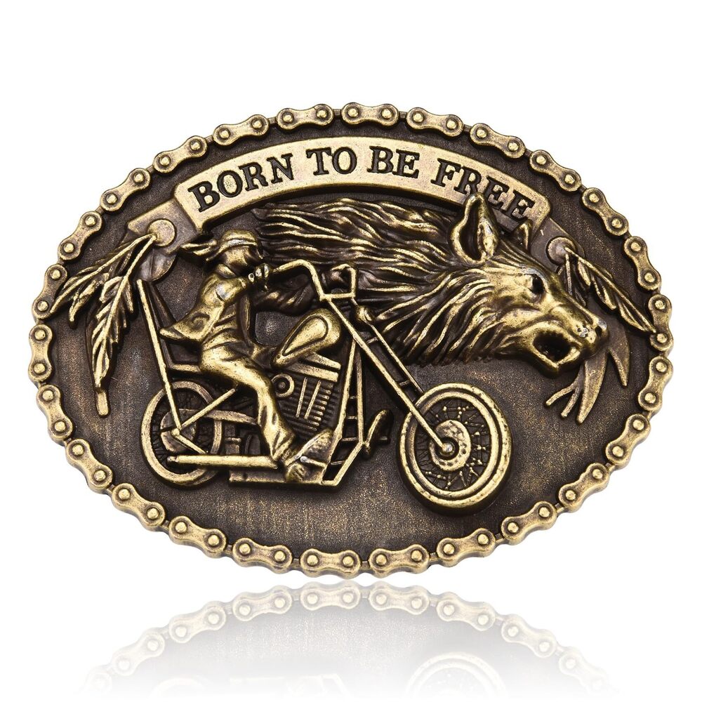 2864 Western Belt Buckle Motorcyclists Belt Buckle Cowboy Rodeo Feather